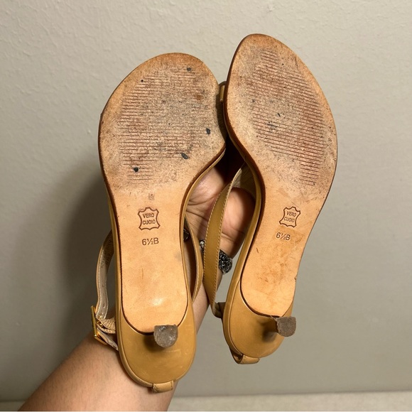 Talbots Strap Kitten Heel Sandals leather tan size 6.5B - Picture 7 of 8